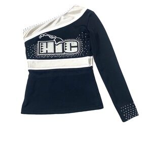 Cheerleader Top Hawaii Island Cheer Girls Youth Small Black Rhinestone HIC